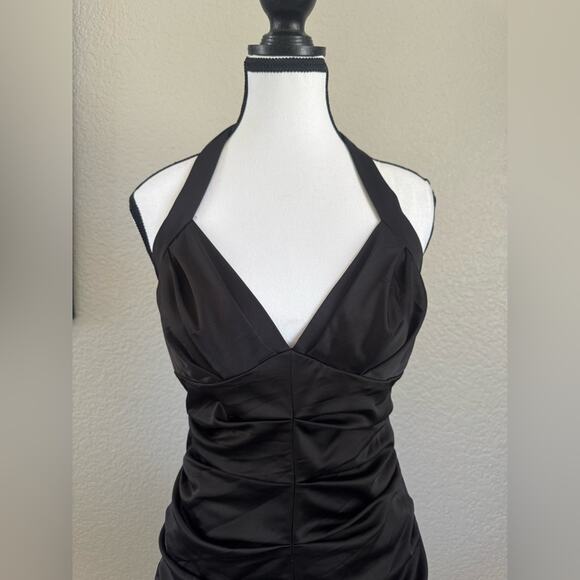 Y2K BCBGMaxAzria Ruched Halter Dress | Size 8 - Picture 2 of 8
